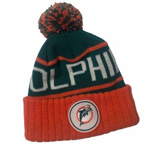 Mitchell and Ness Dolphins Beanie with Pom Top